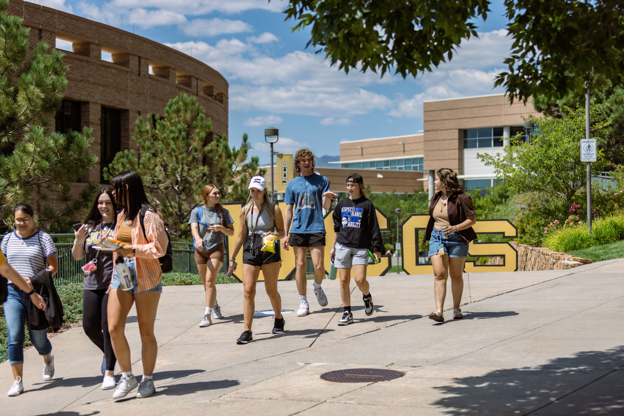 students walking on campus together